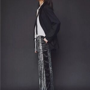 Free People Sparkling Black and Silver Wide Leg Pants
